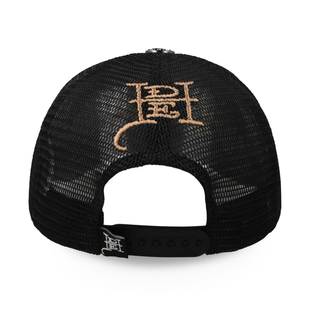 Ed Hardy Mirror Dragons Crystals - Beige / Black Trucker Hat